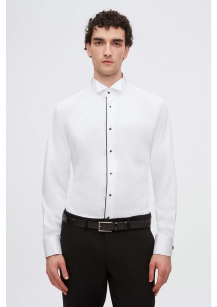 Ds Damat Slim Fit Beyaz Düz Smokin Gömlek fiyatları