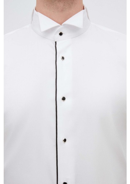 Ds Damat Slim Fit Beyaz Düz Smokin Gömlek fırsatları