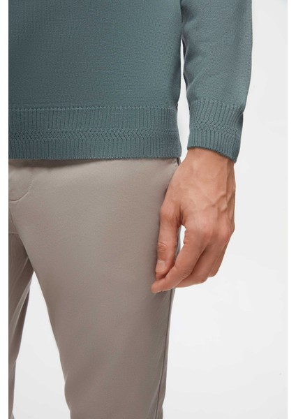 Ds Damat Regular Fit Grej Düz Örgü Yünlü Triko Kazak