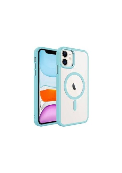 Apple iPhone 11 Kılıf Wireless Şarj Özellikli Zore Krom Magsafe Silikon Kapak