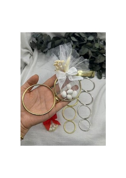Gold 7 cm Nikah Şekeri Halkası 50 Adet (Sadece Halka)