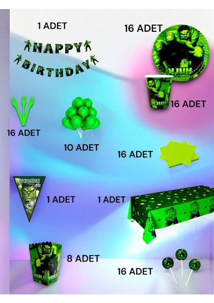 16 Kişilik Hulk Temalı Ultra Lü x Set - Doğum Günü Parti ve Eğlenceli Etkinlikler fiyatları
