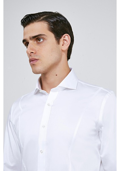 Ds Damat Slim Fit Beyaz Düz Gömlek