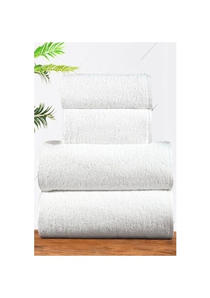 4'lü Beyaz Banyo Seti Hamam Takımı Havlu Seti 70X140CM 40X75CM