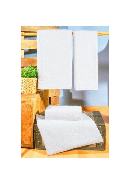 4'lü Beyaz Banyo Seti Hamam Takımı Havlu Seti 70X140CM 40X75CM