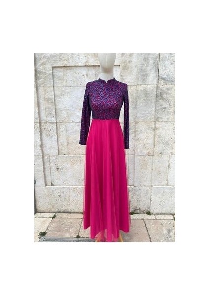 Payetli Tül Tesettür Abiye