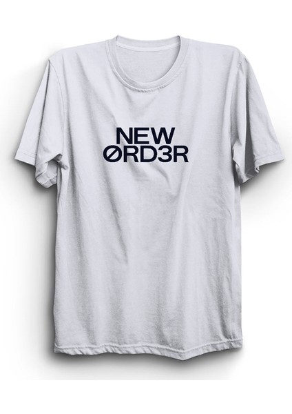 New Order, Font, Rock Metal Müzik Grubu, Unisex, Beyaz %100 Pamuk Tişört