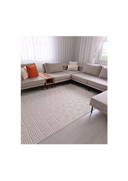 Dilara Krem Halı İskandinav Tarz Halı Modern Saçaklı Mikrofiber Dokuma Antialerjik Salon Halısı Mutfak Koridor Halısı Çocuk Odası Halısı