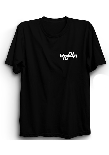 Travis Scott, Utopia Yazı Logo, Cactus Jack, Rap, Hiphop Unisex Gri %100 Pamuk Tişört