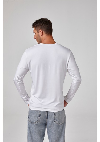 Erkek Uzun Kollu V Yaka T-Shirt