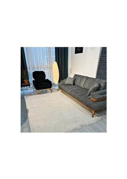 Dilara Krem Halı Pamuk Kaymaz Tabanlı Bohem Tarz Halı Salon Halısı Koridor Mutfak Çocuk Odası Halısı
