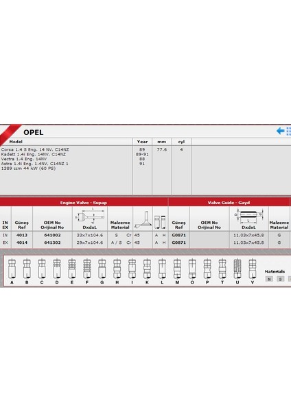 Sibop Gaydı G0871 In 4 Ex 4 Astra Corsa 1.4 8V