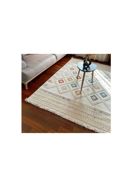 Dilara Renkli Halı İskandinav Tarz Halı Modern Saçaklı Mikrofiber Dokuma Antialerjik Salon Oturma Odası Halısı Çocuk Odası Halısı