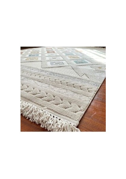 Dilara Renkli Halı İskandinav Tarz Halı Modern Saçaklı Mikrofiber Dokuma Antialerjik Salon Oturma Odası Halısı Çocuk Odası Halısı