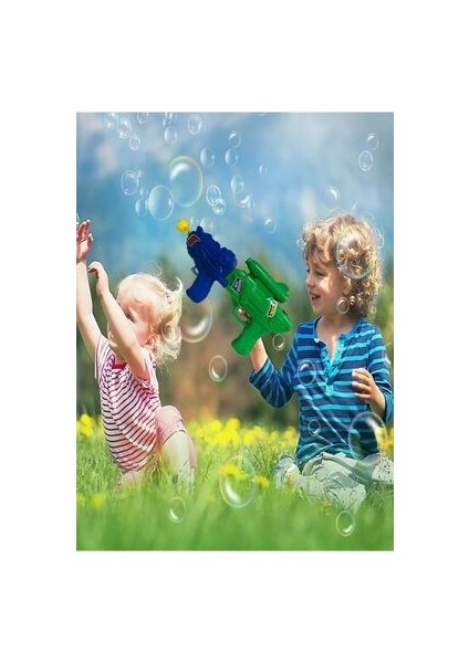 Oyuncak Köpük ve Su Tabancası Tek Tabancada Birleşen Üçlü Likitli Set Bubble Machine