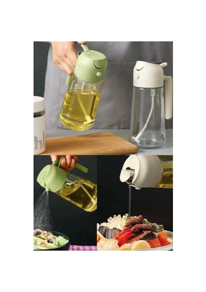 Püskürtmeli Sprey Yağdanlık Cam Şişe 550ML Airfryer Sprey Yağlık Sirkelik