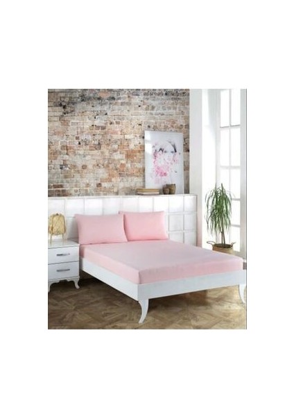 Uykulife Pembe Çift Kişilik Lastikli Çarşaf Seti