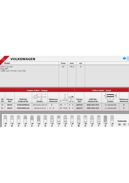 Sibop Gaydı G0152 Polo 1.4-16V In 8 Ex 8 058103415