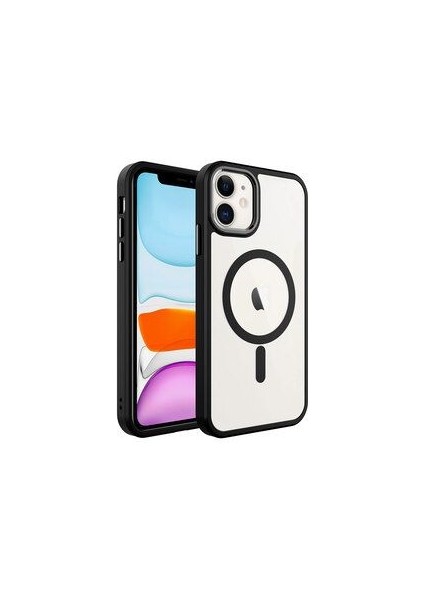 Apple iPhone 11 Kılıf Wireless Şarj Özellikli Krom Magsafe Silikon Kapak