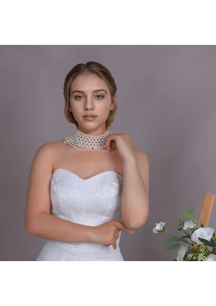 El Yapımı Gelin Choker Kolye, Bohem Inci Choker