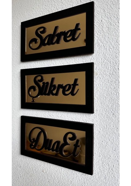 Sabret Şükret Dua Et 3'lü Tablo Seti Duvar Süsü