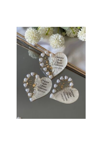 Incili Kalp Gold Magnet 20ADET