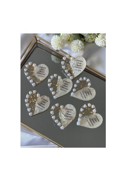 Incili Kalp Gold Magnet 20ADET