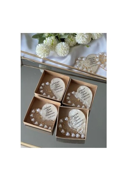Incili Kalp Gold Magnet 20ADET