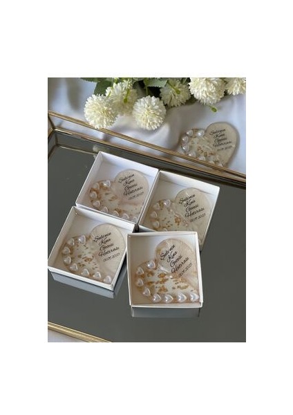 Incili Kalp Gold Magnet 20ADET