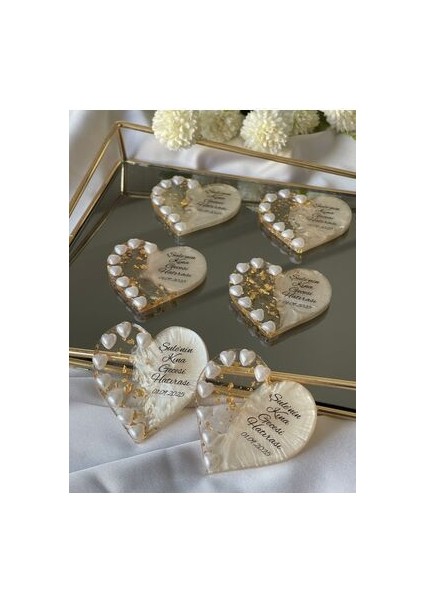 Incili Kalp Gold Magnet 20ADET