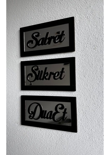 Sabret Şükret Dua Et 3'lü Tablo Seti Duvar Süsü modelleri