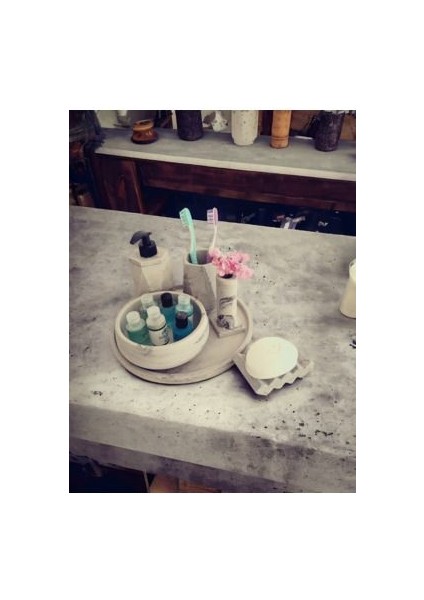 6'lı Mermer Desenli Antrasit Beton Banyo Seti , Sıvı Sabunluk Diş Fırçalığı Aksesuar Takım fiyatları