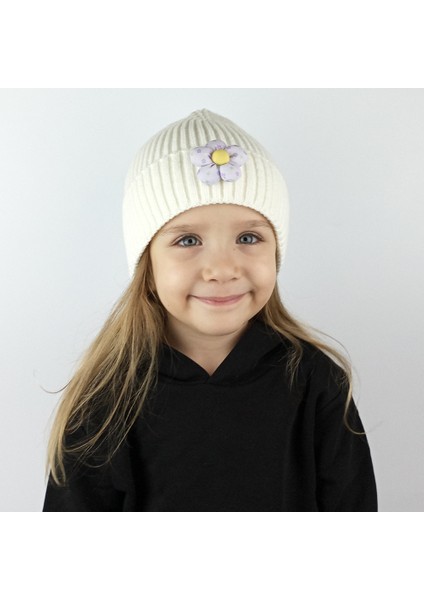 Fitilli Triko Çocuk-Genç Bere - Lila Renkli Pofuduk Çiçek fiyatları