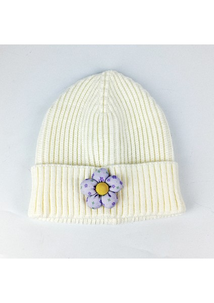 Fitilli Triko Çocuk-Genç Bere - Lila Renkli Pofuduk Çiçek indirimleri