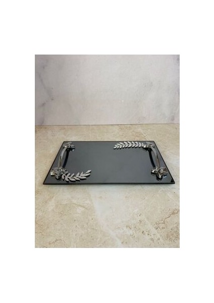Aynalı Nişan Söz Gümüş Tepsisi 2'li 35X25 cm modelleri