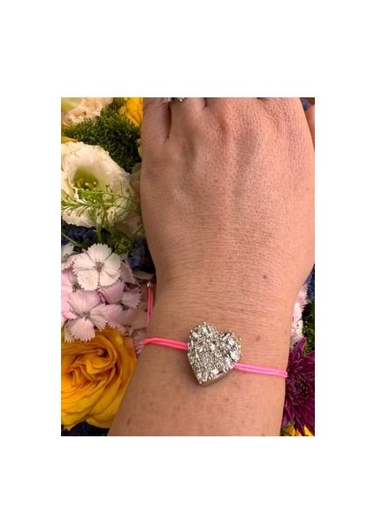 Taşlı Kalp Renkli Ip Bileklik