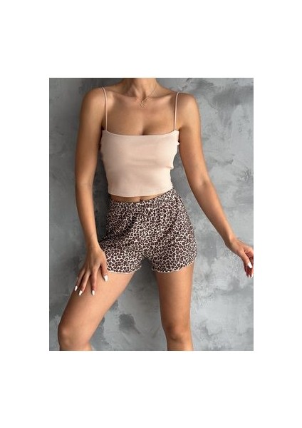 Kadın Bej Askılı Kaşkorse Crop Atlet fiyatları
