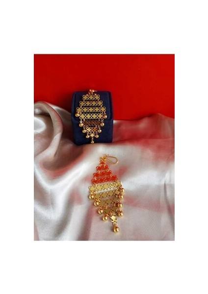 Altın Kaplama Demo Yöresel Bijuteri Elişi Tohumlu Akıtma Küpe