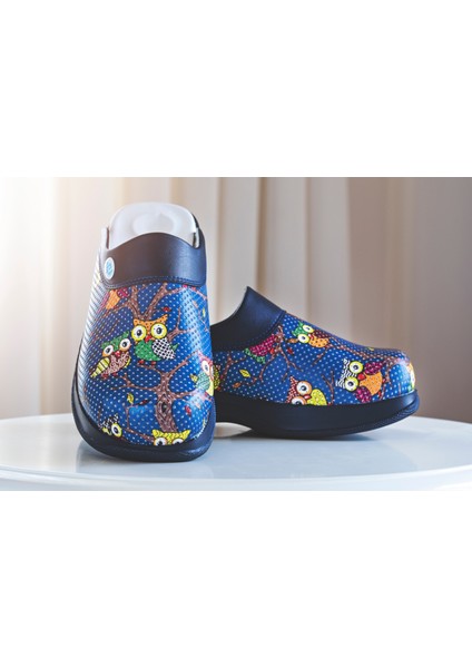 Sabo Bayan Anatomik Terlik Lacivert Baykuş Desenli No:39