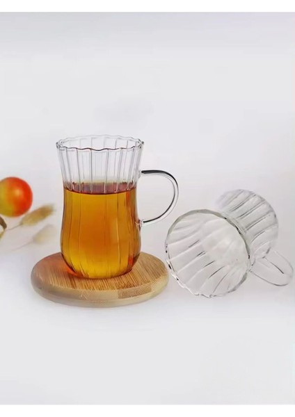 3'lü Set 1 Adet Cam Demlik 1000 ml - 2 Fincan 225 ml Takım - Model 2