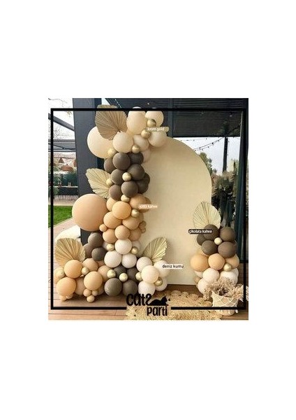 Çikolata Kahve,sütlü Kahve,deniz Kumu,krom Gold Balon Zinciri 100 Adet Balon