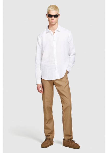 %100 Keten Regular Fit Gömlek Erkek Beyaz Gömlek - 324P5BKUSQ029 modelleri