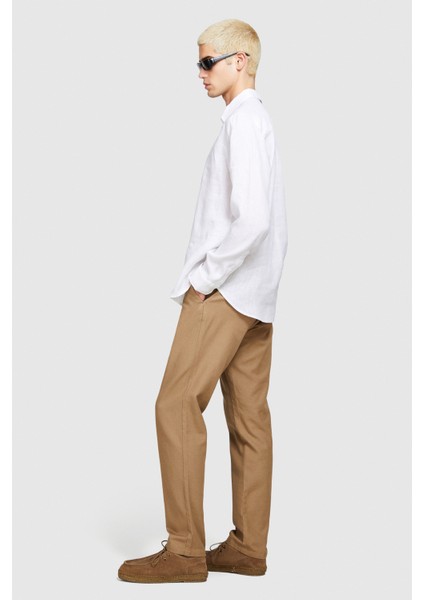 %100 Keten Regular Fit Gömlek Erkek Beyaz Gömlek - 324P5BKUSQ029 fırsatları