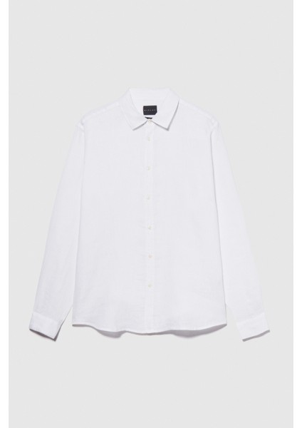 %100 Keten Regular Fit Gömlek Erkek Beyaz Gömlek - 324P5BKUSQ029 indirimleri