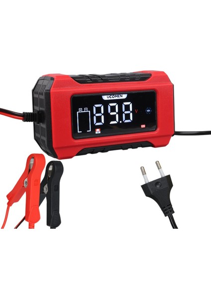 UC-C120501B 12V 6A Kırmızı LCD Göstergeli Akıllı Akü Şarj Cihazı
