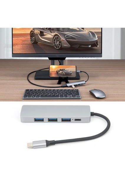 5in1 Type-C To USB Hub 5 Port Çoklayıcı Laptop Macbook Air Için Uyumlu Çoğaltıcı USB 3.0/hdmı/type-C