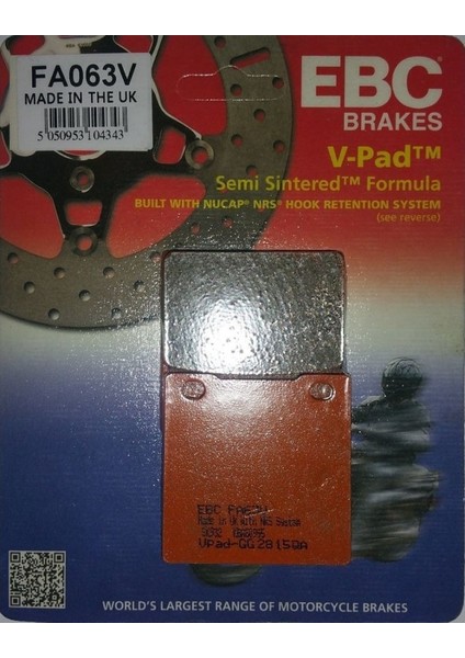 FA063V 1996-2003 Suzuki Gsx-R 750 Srad Uyumlu Arka Fren Balatası Yarı Sinterli Balata