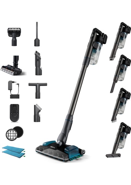 Aqua Plus Kablosuz Elektrikli Süpürge, LED Başlık, Akıllı Zemin Tanıma, Olağanüstü Temizlik Hassasiyeti, 80 Dakikaya Kadar Çalıșma Süresi, Islak ve Kuru Kullanım, Onerous Mutfak Tartısı Hediye