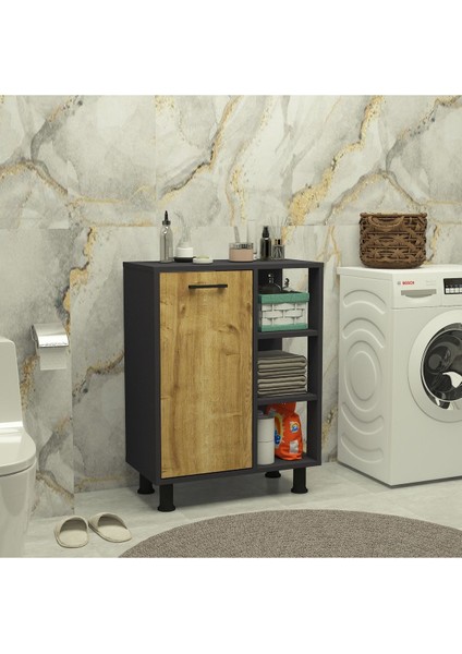 Mobiga Loren Çamaşır Kirli Sepetli Raflı Banyo Dolabı modelleri
