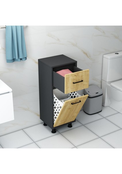Mobiga Sorty Çamaşır Sepetli Çekmeceli Banyo Dolabı